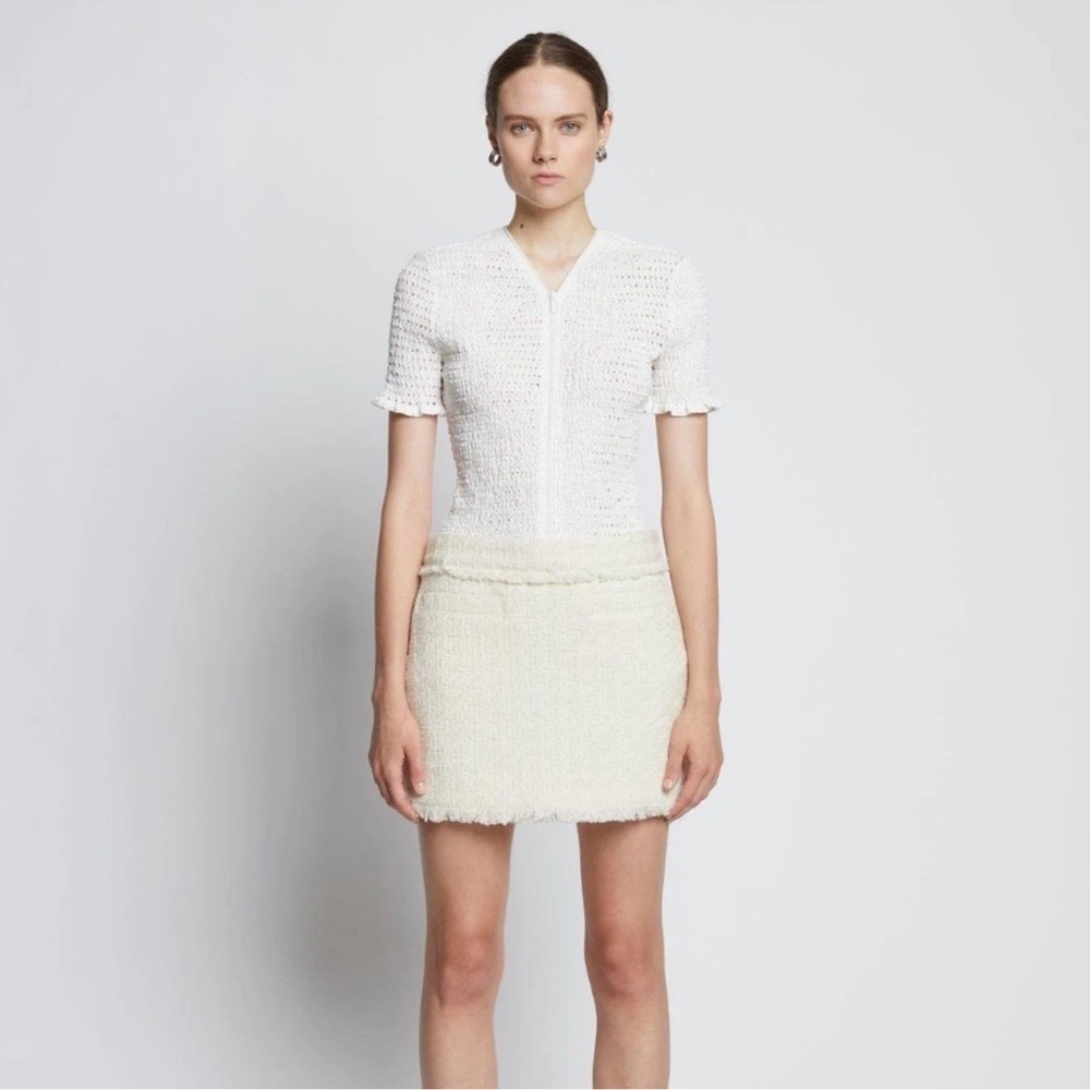 Proenza Shouler white label tweed fringed hem mini skirt